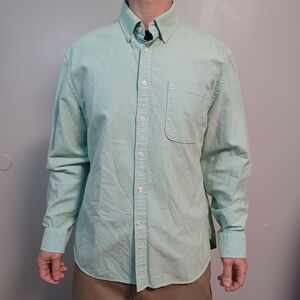 Casual Button Down Shirt in Green with Soft Cotton Fabric and Button Down Collar